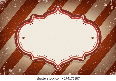 Vintage Vector Circus Inspired Frame On Striped Background With A Space For Your Text