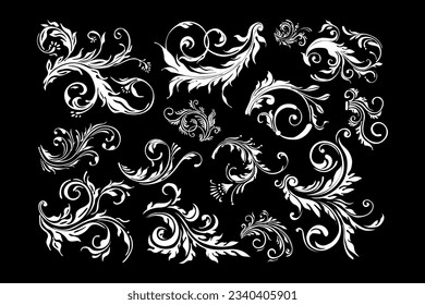 Vintage vector classic. Floral elements for design of monograms, invitations, frames, menus, labels and websites. Graphic elements for design of catalogs and brochures of cafes, boutiques.