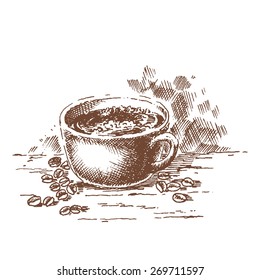 Vintage vector coffee illustration