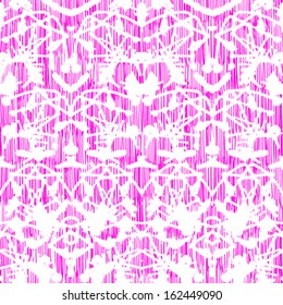 Vintage vector damask pattern with abstract hand painted shapes in white. Texture for web, print, wallpaper, spring fashion, Valentines day background, wedding gift wrapping paper, holiday home decor