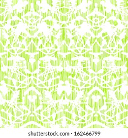 Vintage vector damask pattern with abstract hand painted shapes in green. Texture for web, print, wallpaper, spring fashion, Christmas background, wedding gift wrapping paper or holiday home decor