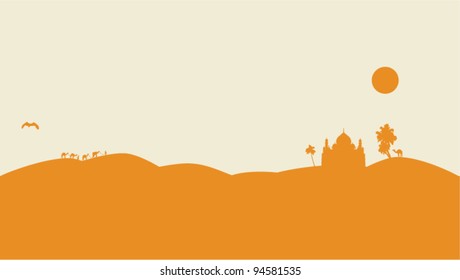 Vintage vector decoration with 1001 nights desert