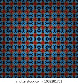 Vintage vector decorative elements in black, red and blue tones. Islam, Arabic, Indian, ottoman motifs. Seamless pattern tile. Perfect for printing on fabric or paper.