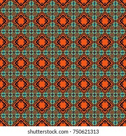 Vintage vector decorative elements in black, brown and orange tones. Islam, Arabic, Indian, ottoman motifs. Seamless pattern tile. Perfect for printing on fabric or paper.