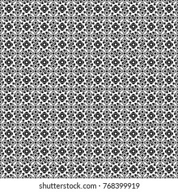 Vintage vector decorative elements in black, white and gray tones. Islam, Arabic, Indian, ottoman motifs. Seamless pattern tile. Perfect for printing on fabric or paper.