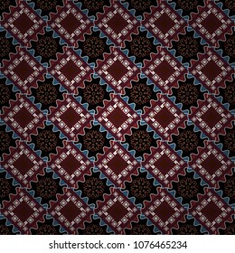 Vintage vector decorative elements in brown, black and white tones. Islam, Arabic, Indian, ottoman motifs. Seamless pattern tile. Perfect for printing on fabric or paper.