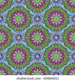 Vintage vector decorative elements. Islam, Arabic, Indian, turkish, pakistan, chinese, ottoman motifs. Oriental pattern. Colored Mandalas on a colorful background.