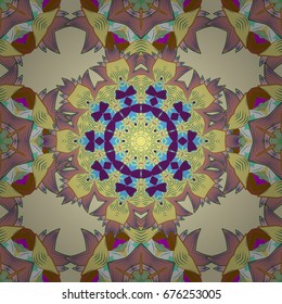 Vintage vector decorative elements. Islam, Arabic, Indian, turkish, pakistan, chinese, ottoman motifs. Oriental pattern. Colored Mandalas on colorful background.