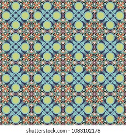 Vintage vector decorative elements in violet, blue and green tones. Perfect for printing on fabric or paper. Islam, Arabic, Indian, ottoman motifs. Seamless pattern tile.