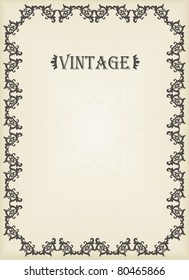 Vintage vector decorative frame for book cover or card background