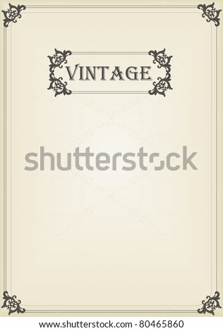 Vintage vector decorative frame for book cover or card background
