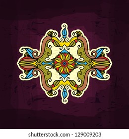 Vintage vector design element. Vintage card design template. Abstract colorful background look like lace. Can be used for invitation, menu, card design, for pillow design, banners, signs and others.