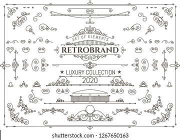 Vintage vector design elements. luxury collection. Decorative retro elements for design. Set for creating frames, text design, logos, letting.