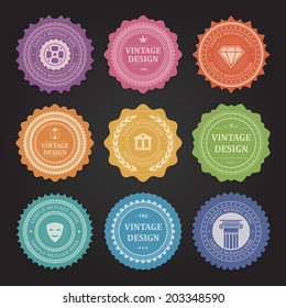 Vintage vector design elements. Retro style typographic labels,  tags, badges, stamps, arrows and emblems set. 