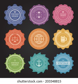Vintage vector design elements. Retro style typographic labels,  tags, badges, stamps, arrows and emblems set. 