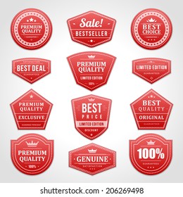 Vintage vector design elements. Retro style sale typographic labels, tags, badges, stamps, arrows and emblems set. 
