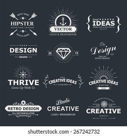 Vintage vector design elements. Retro style typography labels, tags, badges, stamps, arrows and emblems set.