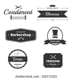 Vintage vector design elements, set of barbershop logos