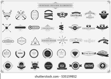 Vintage vector design elements,Retro style labels,Vintage labels and elements.