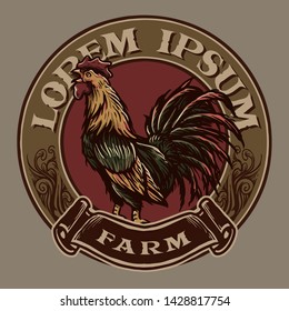 Vintage Vector Design, Rooster Vector Illustration