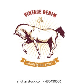 Vintage vector emblem - Equestrian sport