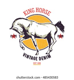 Vintage vector emblem - King horse