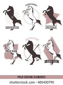 Vintage vector emblem set - Equestrian and polo sport