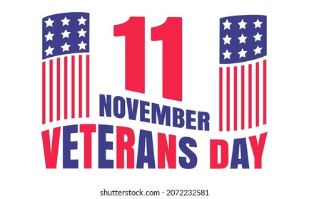 Vintage vector emblem for Veterans day with American flag. Retro banner for american Veterans day with flag of USA.