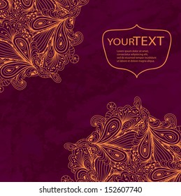 Vintage vector eps10 invitation corners  with lace ornament. Template frame design