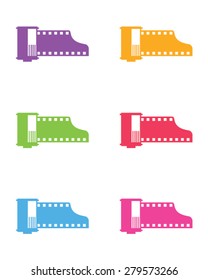 Vintage vector film strip set in multiple colors