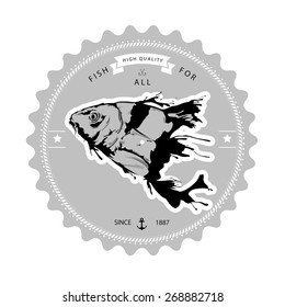 Vintage vector fish lable card