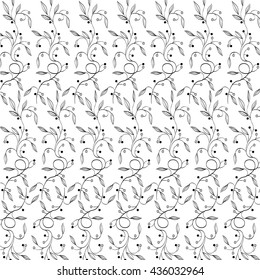 Vintage vector floral background or pattern. Drawing in line art style