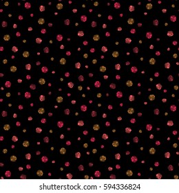 Vintage vector floral background in pink, green and orange colors. Ditsy style. Cute seamless pattern for fashion prints. Printing with small flowers on a black background.