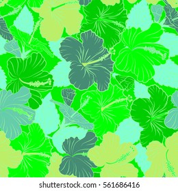 Vintage vector floral in blue and green colors.