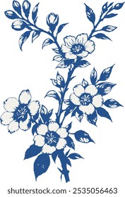 Vintage vector floral branch. Perfect for wedding invitations, greeting cards and decorations. With hand drawn elegant flowers and leaves.