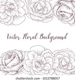 vintage vector floral frame in victorian style with flowers, hand drawn design template