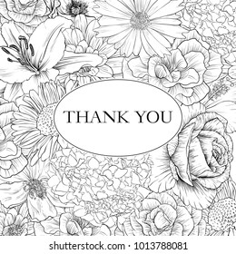 vintage vector floral frame in victorian style with flowers, hand drawn design template