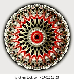 Vintage vector floral mandala pattern. Ornamental beautiful background. Ethnic tribal style  backdrop. Round lace 3d ornaments. Decorative elegance surface design with lines, shapes, flowers, leaves.