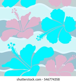 Vintage vector floral in neutral and blue colors.