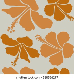 Vintage vector floral in neutral and orange colors.