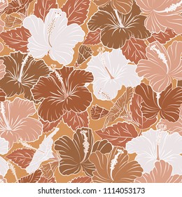 Vintage vector floral seamless pattern in brown and beige colors.