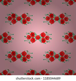 Vintage vector floral seamless pattern in red, green and gray colors. Intersecting curved elegant stylized poppy flowers, leaves and scrolls forming floral ornament in Arabic style. Arabesque.