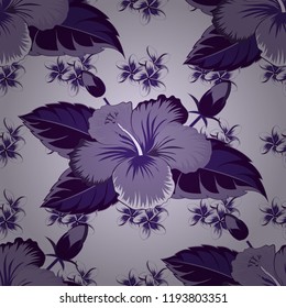 Vintage vector floral seamless pattern in gray, violet and brown colors.