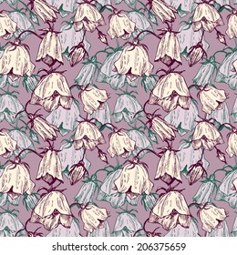 vintage vector floral seamless pattern, hand drawn design elements
