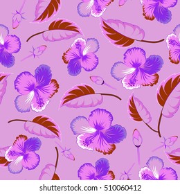 Vintage vector floral seamless pattern in violet colors.