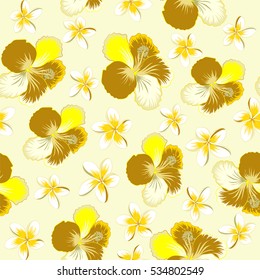 Vintage vector floral seamless pattern in yellow, neutral and beige colors.