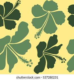 Vintage vector floral seamless pattern in yellow and green colors.