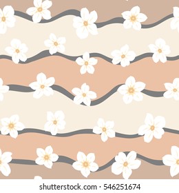Vintage vector floral seamless pattern in white colors.