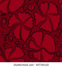 Vintage vector floral seamless pattern in red colors.