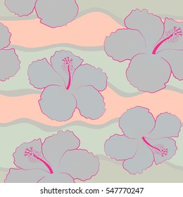 Vintage vector floral seamless pattern in gray and neutral colors.